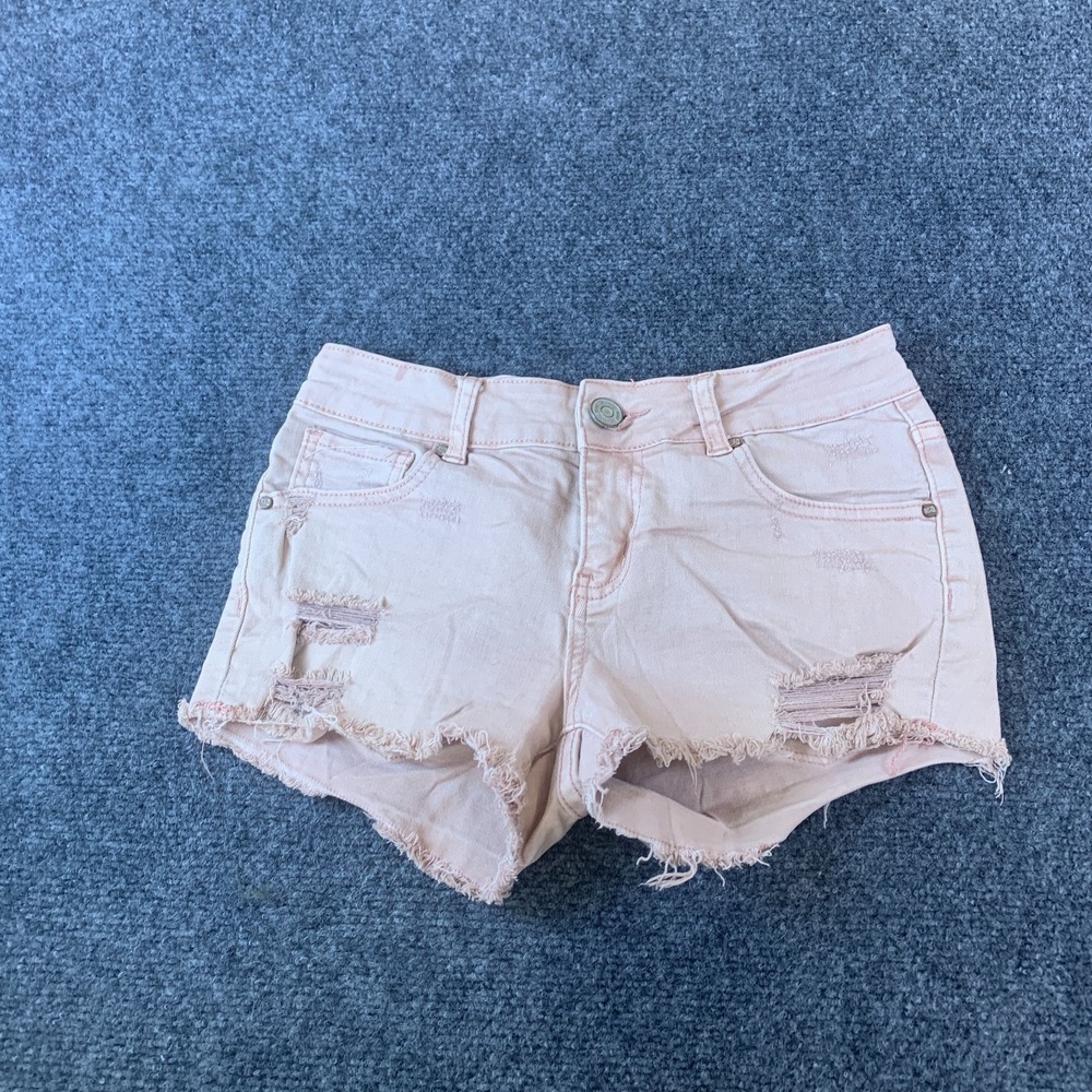 RSQ Cabo Cut-Off Shorts Womens 26 Pink Good Distressed Raw Hem Stretch Denim